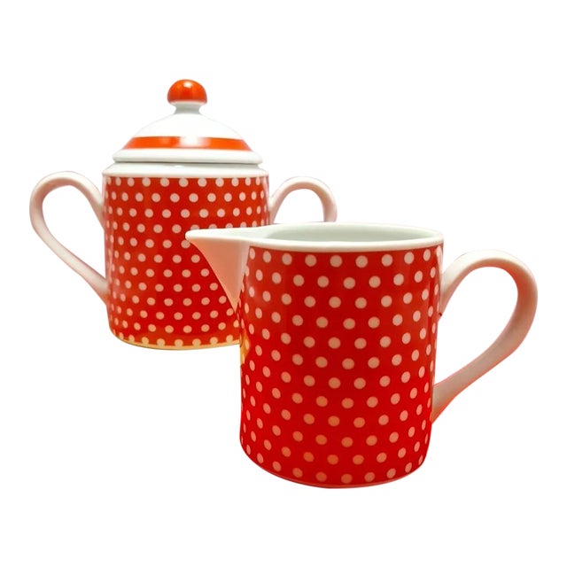 Vintage Fitz & Floyd Swiss Polka Dot Sugar & Creamer Set For Sale