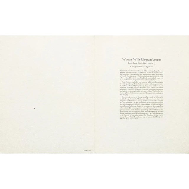 1950s After Edgar Degas, "Woman With Chrysanthemums" Full-Color Print For Sale In Dallas - Image 6 of 10