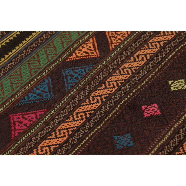 Vintage Persian Soumak Kilim, Vibrant Tribal Geometric Patterns - Rug & Kilim For Sale In New York - Image 6 of 8