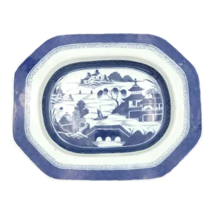Blue and White Chinese Porcelain Canton Platter, Circa 1890