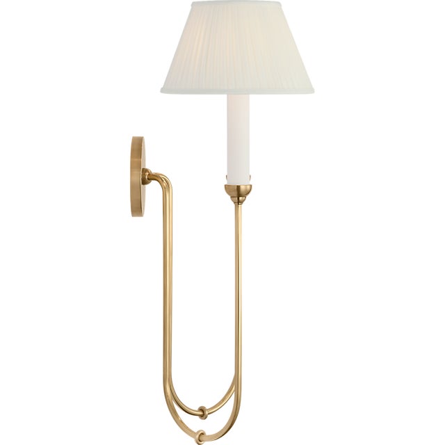 Ingela 24" Double Sconce in Hand-Rubbed Antique Brass with Silk Pleat Shades Designer: Amber Lewis Finish: Hand-Rubbed...