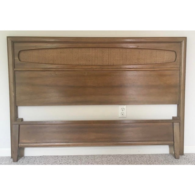 MidCentury Solid Wood Woven Rattan Headboard & Footboard Chairish