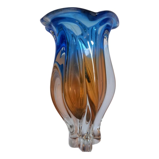 Mid-Century Modern Glass Vase by Josef Hospodka for Chribska Glassworks For Sale