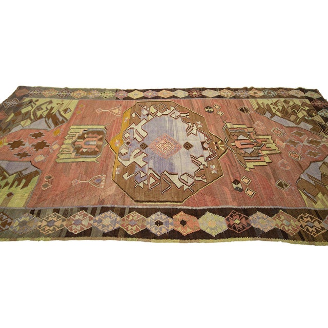 Turkish Kars Kilim Rug For Sale - Image 4 of 7