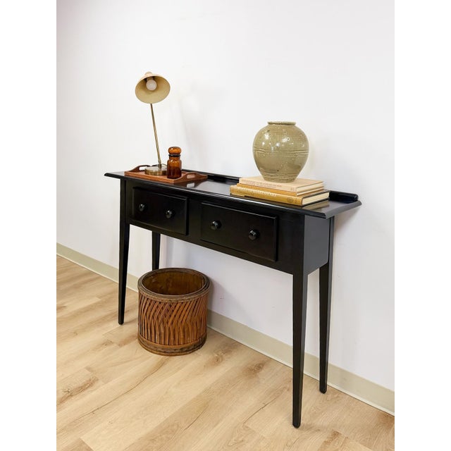 Wood Nichols and Stone Solid Black Wood Console Two Drawers Modern Transitional For Sale - Image 7 of 16