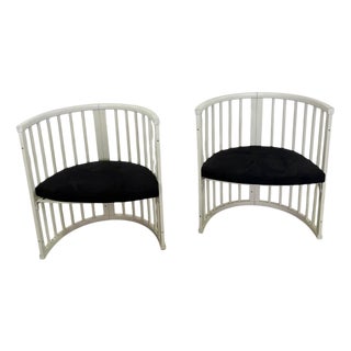 Set of Black & White Armchairs, 1970s For Sale