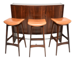 Vintage Danish Drinks Bar and Stools by Erik Buch and Johannes Andersen from Dyrlund, 1960, Set of 4