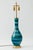 Italian ceramic lamp with stripe drip glaze in shades of turquoise, indigo, white and green. Solid brass base and hardware...