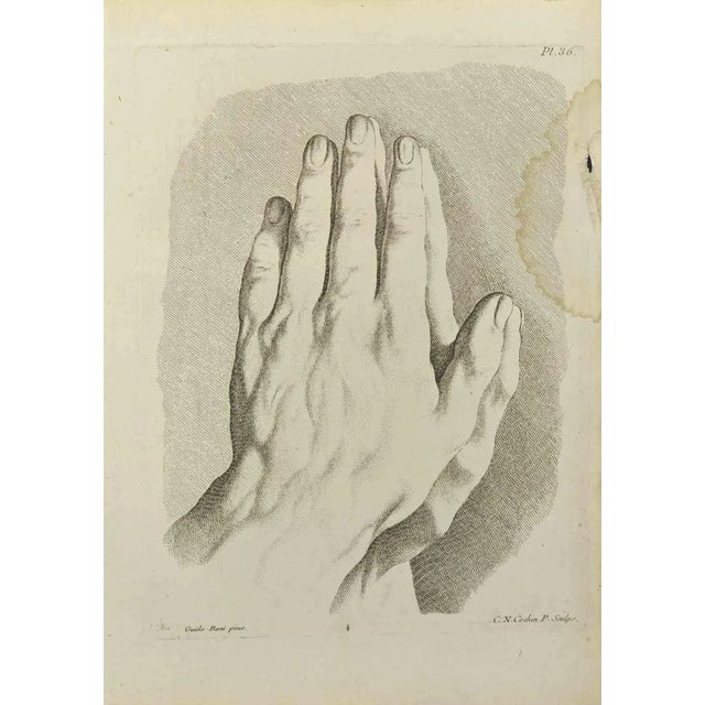Nicholas Cochin, Anatomy Studies after Guido Reni, Etching, 1755 For Sale