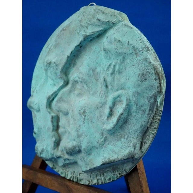 19th Century Bronze Plaque Sculpture Depicting Giuseppe Mazzini from Cesare Boneschi, Massari Foundry, 1895 For Sale - Image 3 of 18