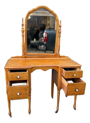 Antique Tiger Maple Vanity Dressing Table