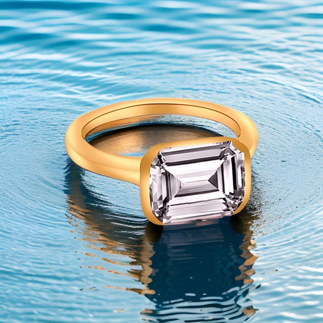 2010s Natural Aquamarine Ring 6.5 14k Yellow Gold 2.94 TCW Certified For Sale - Image 5 of 13
