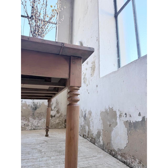 Brown Cherrywood Farmhouse Bistro Table with Turned Legs, 1890s For Sale - Image 8 of 18