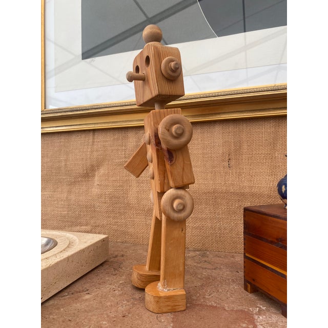 Folk Art Carved Wood Robot, Geometric Figure, Signed 1989 For Sale - Image 6 of 14
