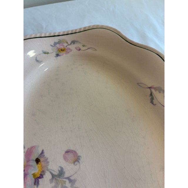 Vintage Steubenville Rose Dawn Pink Floral Rectangular Platter For Sale - Image 9 of 15