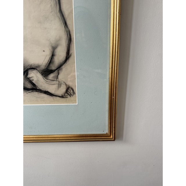 Carl Felkel, Female Nude Charcoal Drawing, Chalk and Charcoal, Framed For Sale - Image 6 of 8