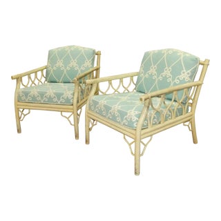 Vintage Ficks Reed Rattan Lounge Chairs- a Pair For Sale