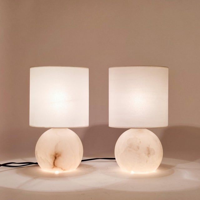 Mid-Century Modern Alabaster Table Lamps from Eclipsi, Spain, 1960s, Set of 2 For Sale - Image 3 of 10