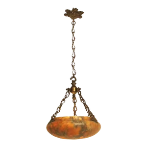 Early 20th Century Amber Alabaster Light Fixture