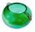 Vintage Vernini style green Murano bubble glass vase with blown ribbon and gilt infused glass handles. Embedded air bubble...