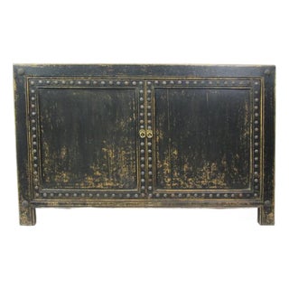 Distressed 2 Panels Door Black Sideboard For Sale