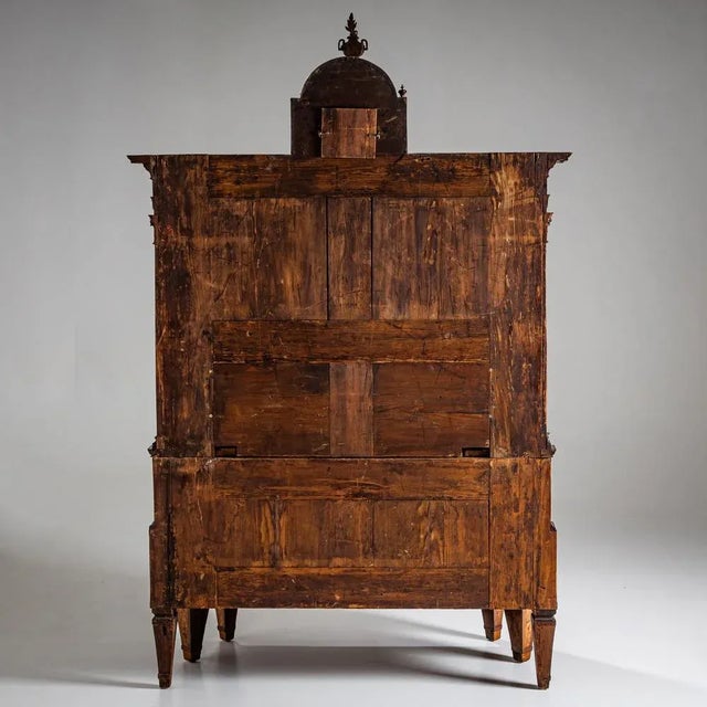 Neoclassical Cylinder Secretaire Desk with Clock, 1780 For Sale - Image 14 of 15