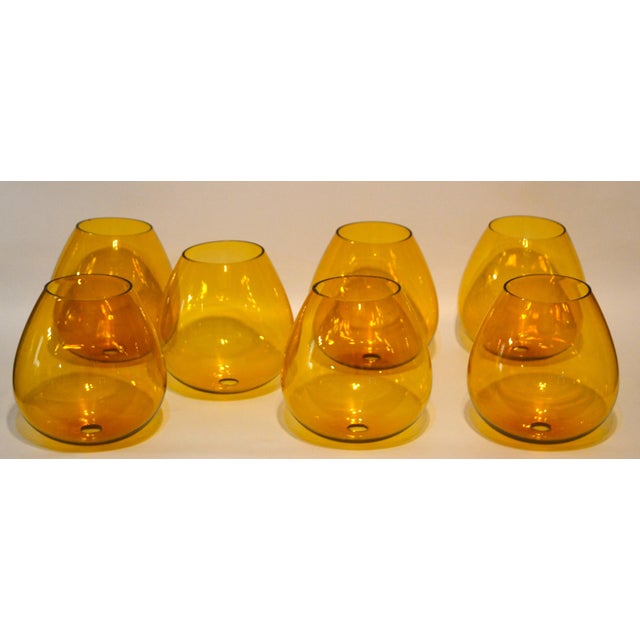 Mid-Century Modern Set of 9 Blown Art Glass Amber Gold Honey Color Lamp Chandelier Shades Italy 1970s For Sale - Image 3 of 10