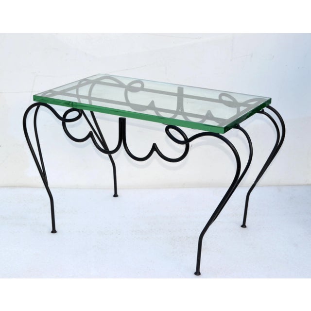 René Prou Iconic Black Iron & Glass French Side, End Table Mid-Century Modern For Sale - Image 13 of 13