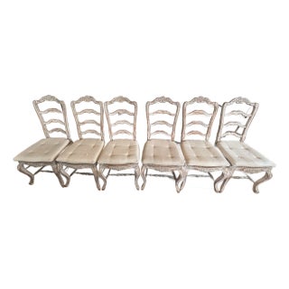 French Dining Chairs Ladder-Back Rush Seats Custom Pads For Sale