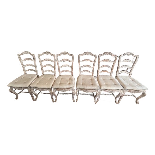 French Dining Chairs Ladder-Back Rush Seats Custom Pads For Sale