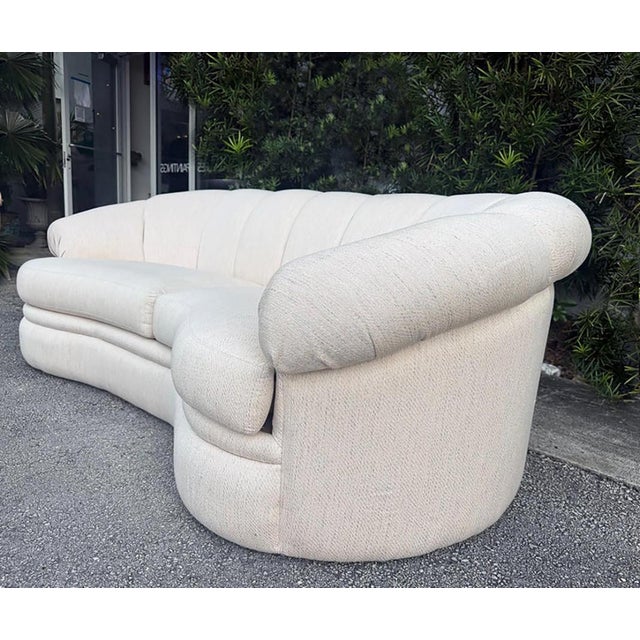 Modern Thayer Coggin Curved Channeled Asymmetric Sofa, Usa 1980s For Sale - Image 3 of 10