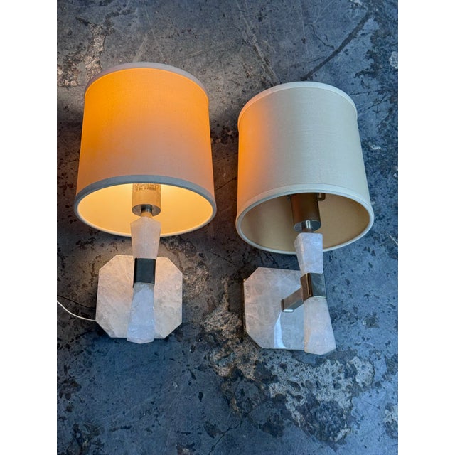Off-white Barbara Barry for Kallista Counterpoint Rock Crystal Wall Sconces, Pair For Sale - Image 8 of 12