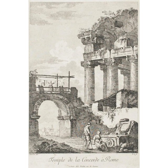 Temple de la Concorde, Rome - Original Etching by C.-L. Clérisseau - Early 1800 Early 19th Century For Sale