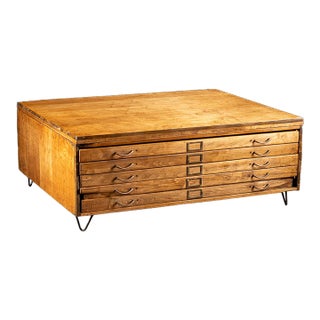 1920s Massive Vintage Oak Single Stack Flat File For Sale