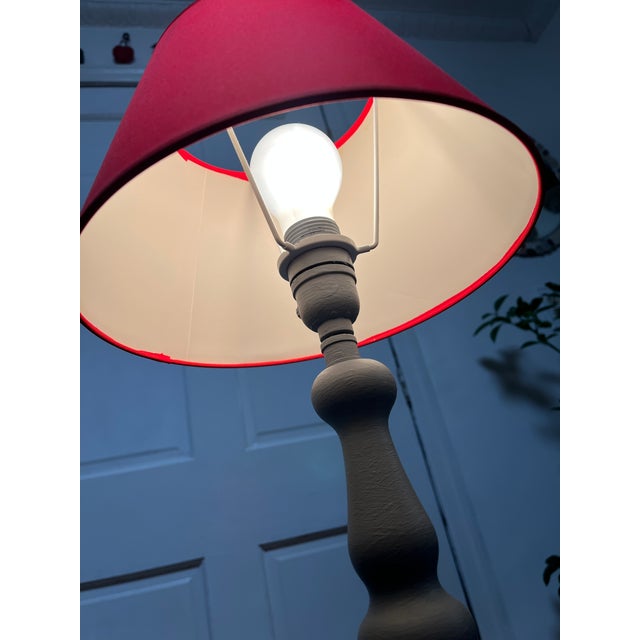 Ruby Red 1990s Pop Art Red and Blue Wooden Table Lamp For Sale - Image 8 of 12