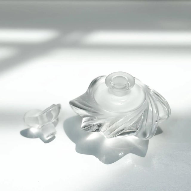 René Lalique Samoa Frosted Crystal Perfume Bottle Signed Lalique France. Has original stickers, item #1131200....