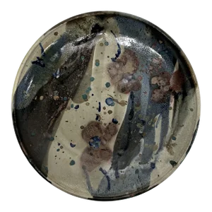 Mid-Century Glazed Studio Pottery Ceramic Charger or Plate, Signed
