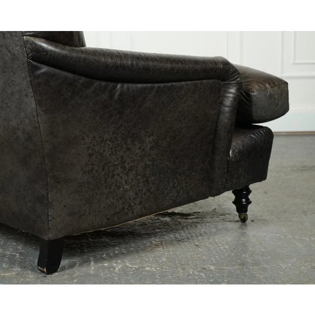 Exquisite Howard Style Heritage Grey Leather Sofa For Sale - Image 11 of 17