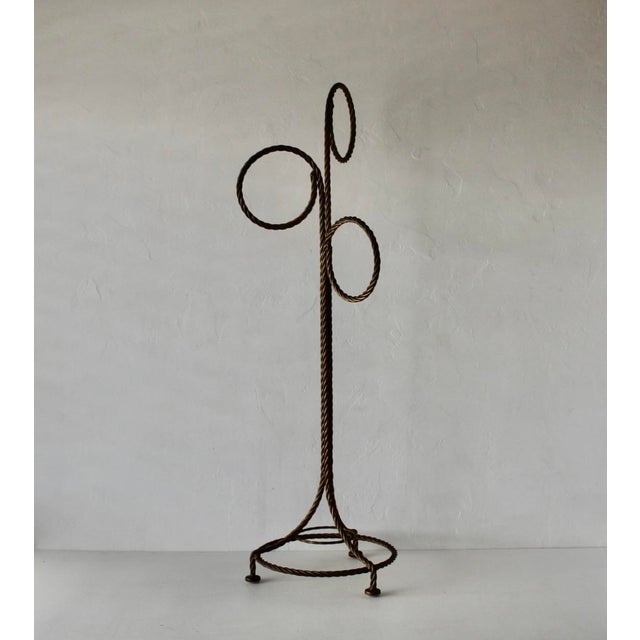 Freestanding Gold Finish Twisted Rope Hoops Towel Rack Vintage Hollywood Regency For Sale In Miami - Image 6 of 15