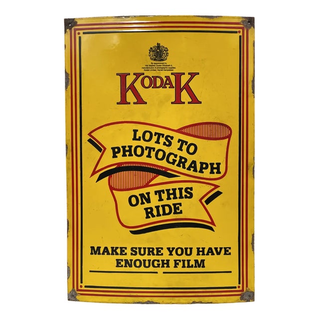 Mid-Century English Kodak Advertising Enamel Sign, 1950s For Sale