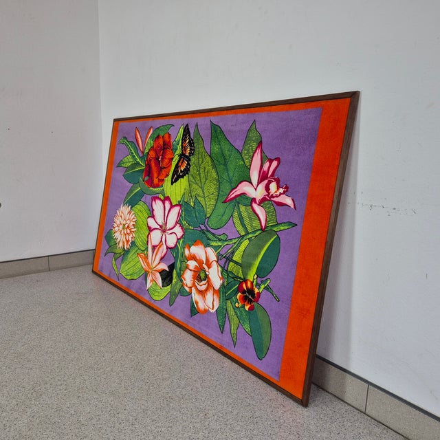 Elegant Danish headboard from the 1960s, set within a frame made of solid teak — a wood prized in Scandinavian design for...