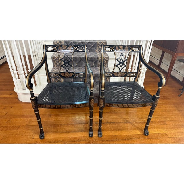 Interior Crafts Set of 4 Late 1960s Interior Crafts Inc. Regency Style Armchairs For Sale - Image 4 of 12