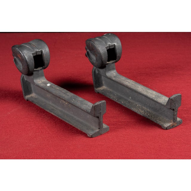Early 20th Century Decorative Cast Iron Ram Andirons For Sale - Image 4 of 7