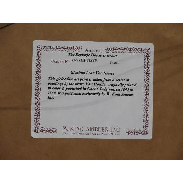 Framed Floral Print in Neoclassical Frame by W. King Ambler For Sale - Image 4 of 5