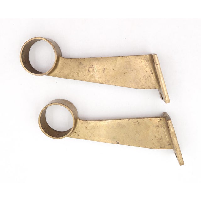 Traditional Pair of Reclaimed Brass Bar Mount Rail Brackets For Sale - Image 3 of 4