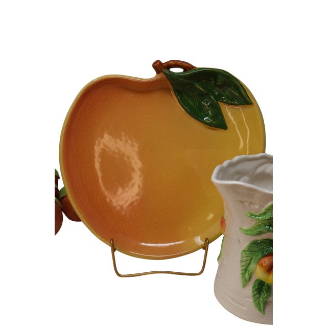 Vintage Whimsical Ceramic Peach Still-Life Collection Omnibus Pitcher, Barbara Eigen Platter & Peaches For Sale - Image 14 of 18