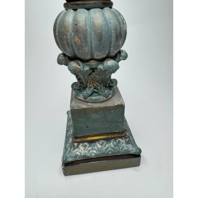 French Provincial Vintage French Provincial Ornate Decorative Finial in French Blue & Gold For Sale - Image 3 of 12