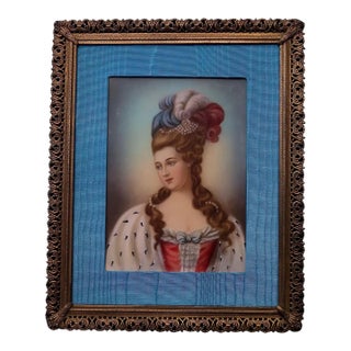 Antique Celluloid Portrait Painting, Framed For Sale