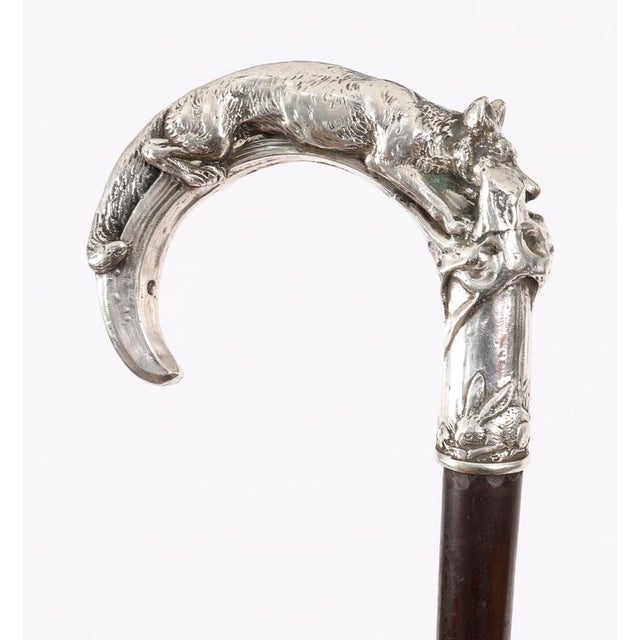 Antique Silver Fox and Hare Handled Walking Stick Cane, 19th Century For Sale - Image 17 of 18