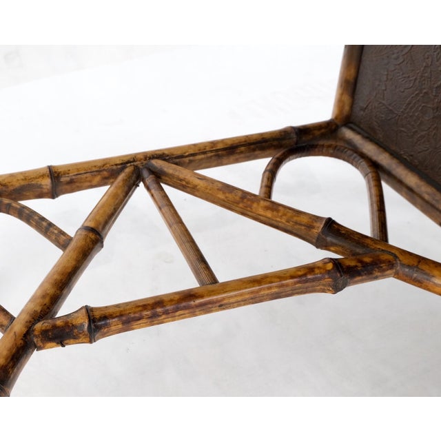 Antique Asian Oriental japaneese Burned Bamboo Hand Painted Decorated Desk Table For Sale - Image 17 of 18